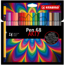 STABILO Pen 68 ARTY Fibre Tip Pen - Wallet of 24 - Assorted Colours